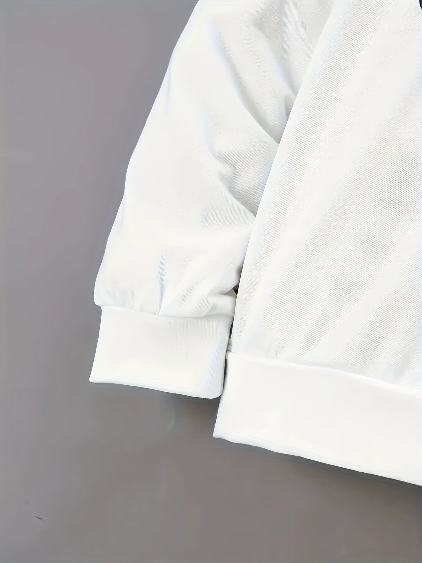 White baby hoodie sleeve and hem detail with ribbed cuffs