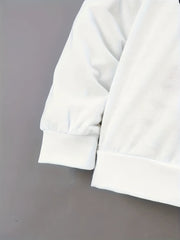 White baby hoodie sleeve and hem detail with ribbed cuffs