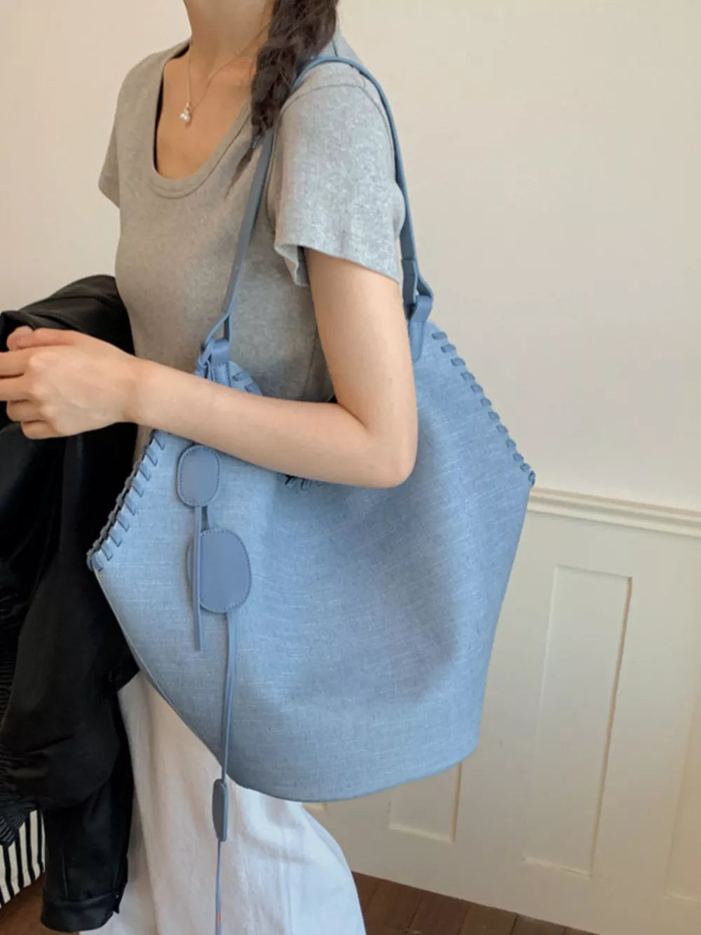 Casual Large Capacity Shoulder Bag in Brown, front view