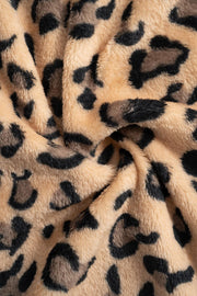 Leopard plush palazzo lounge pants with a soft, cozy texture.