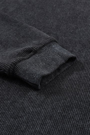 Dark Gray textured ribbed crewneck pullover sweater cuff detail