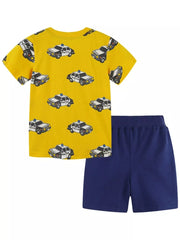 Playful Police Car Toddler T-shirt & Shorts Set