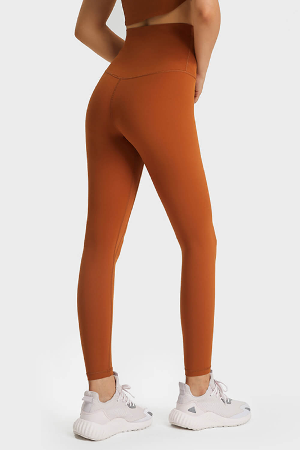SoftLux high rise leggings in brown, with a seamless waistband and full length.