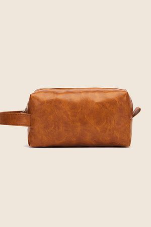 Caramel textured faux leather travel case with carry handle