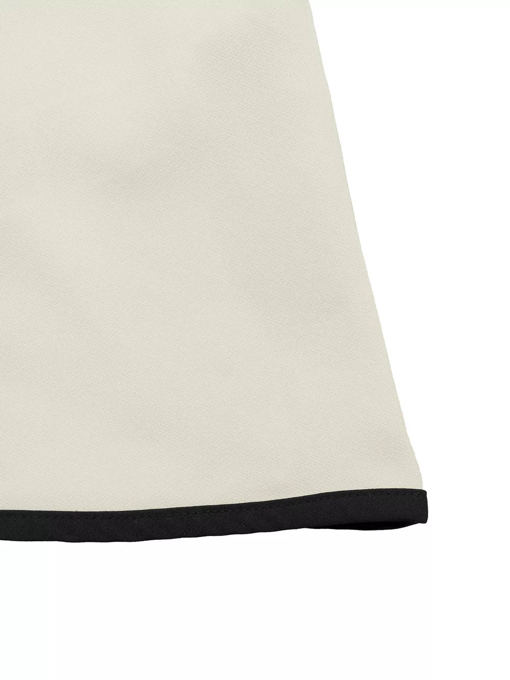 Beige A-line midi dress with black trim detail