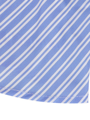 Blue and white striped peplum cami with tie-front detail