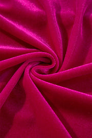 Velvet culotte set in deep rose, showing fabric texture and drape.