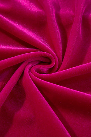 Velvet culotte set in deep rose, showing fabric texture and drape.