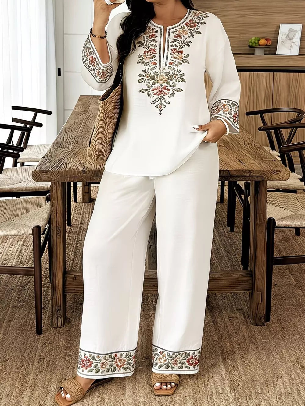Embroidered Plus-size Two-piece Ensemble