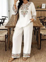 Embroidered Plus-size Two-piece Ensemble
