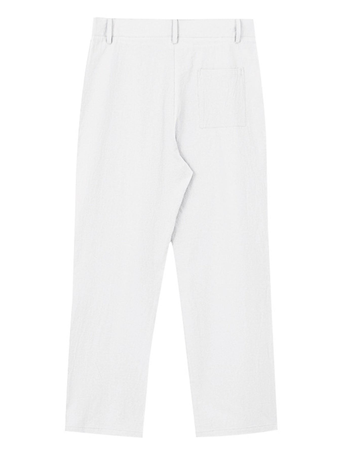 White relaxed fit sweatpants with textured fabric and a back pocket.