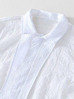 Men's Plus Size Button Up Short Sleeve Shirt, fabric detail