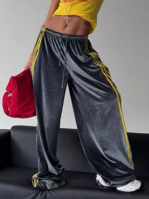 Velvet Wide-leg Pants, close-up detail