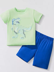 Dinosaur Appliqué Toddler T-shirt And Shorts Set