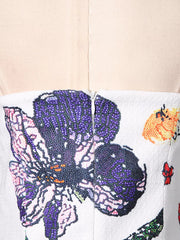 Strapless Floral Mini Dress in White, alternate angle