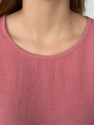 Casual Drawstring Waist Midi Dress in Deep Rose, editorial view