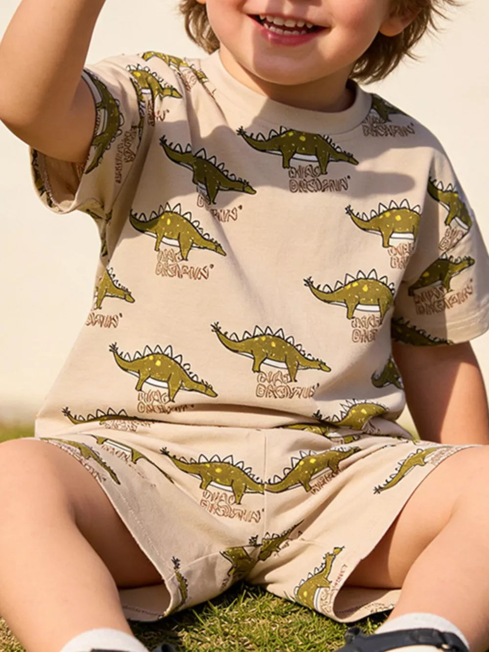 Dinosaur Delight two-piece toddler set, cotton.