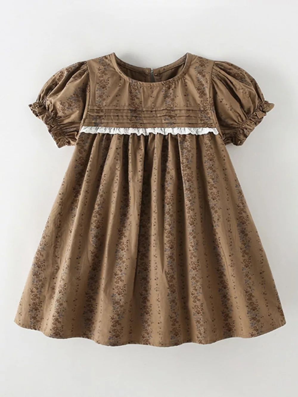 Children's Vintage Floral Puff Sleeve Dress, side view