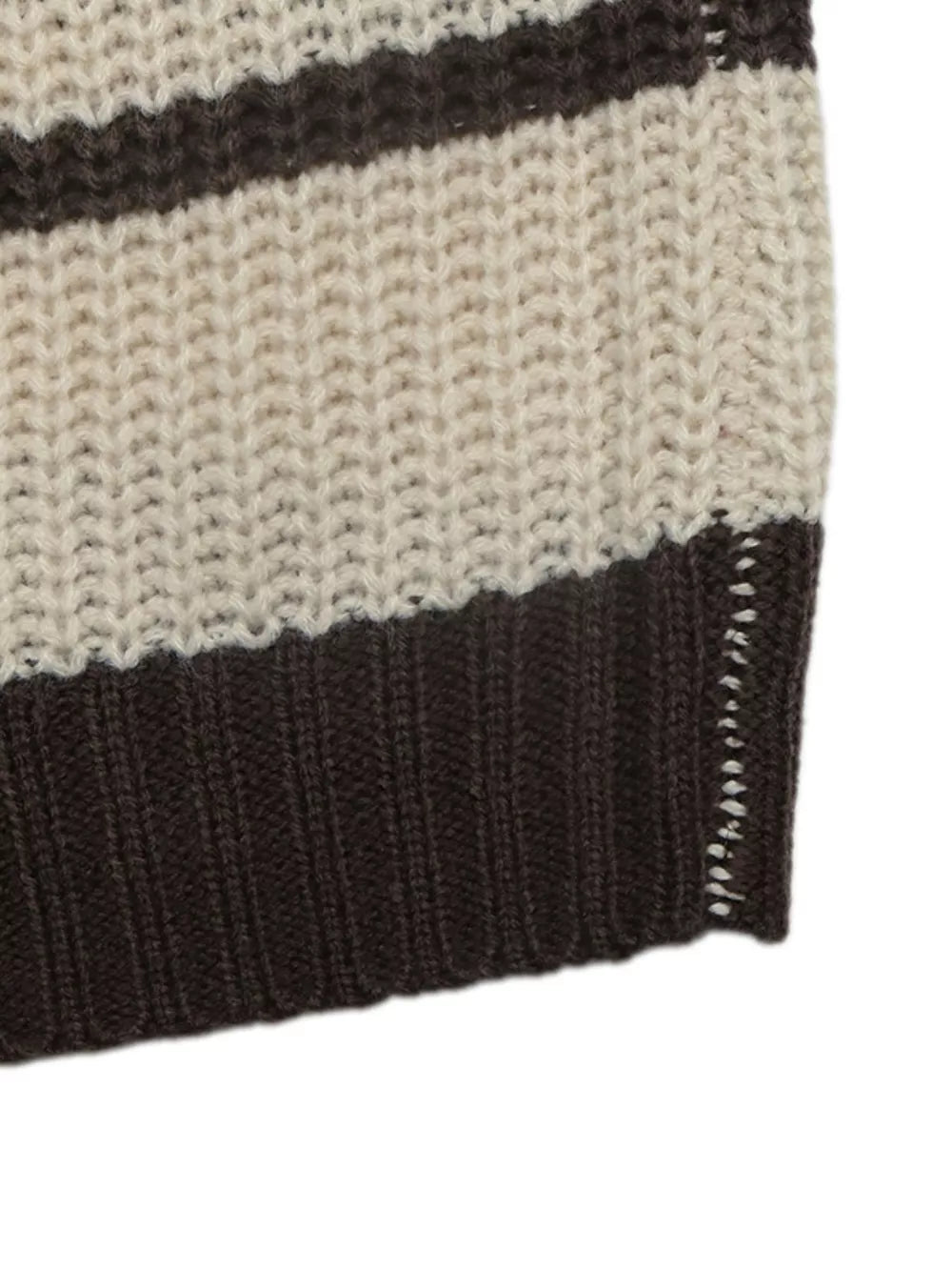 Striped Knit Polo Sweater in Tan, product detail