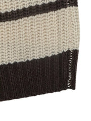 Striped Knit Polo Sweater in Tan, product detail