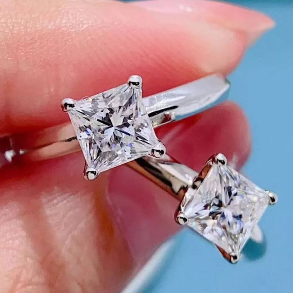 3 Carat 925 Sterling Silver Moissanite Ring, side view