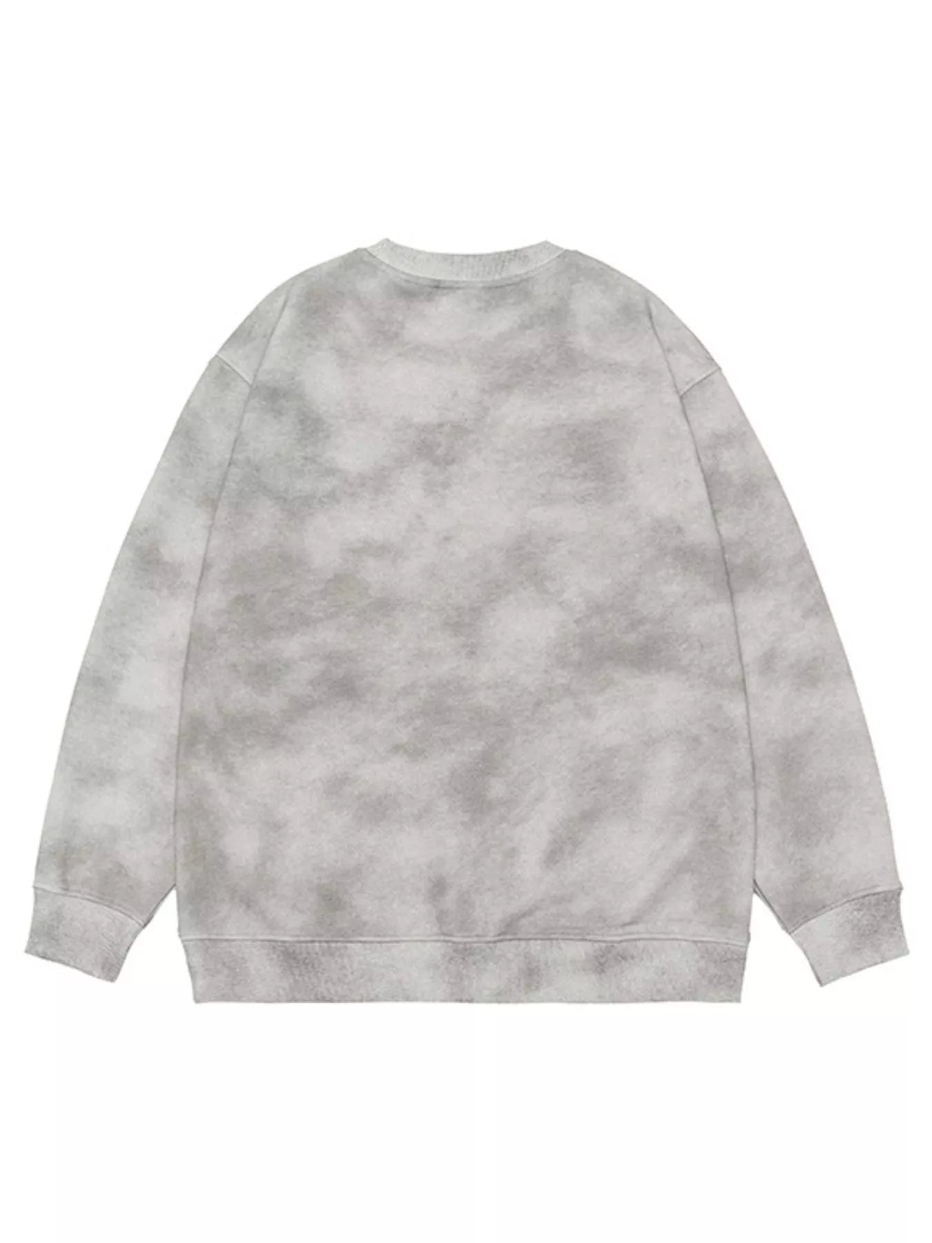Oversized sweatshirt in white gray tie-dye cotton blend with crewneck and long sleeves.