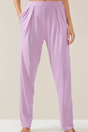 Draped wrap top & pleated trousers set in pink purple, with a comfortable, buttery soft feel.