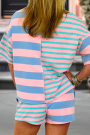 Playful Striped Two-piece Short Set