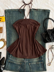 Embellished Front Halter Neck Cami, product detail