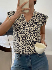 Chic Ruffled Leopard Print Shirt