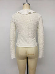 Ruffled Long-sleeve Tie-front Blouse, side view