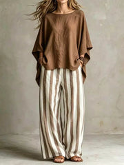 Solid Color Top And Pants Two-piece Set Plus Size, product detail