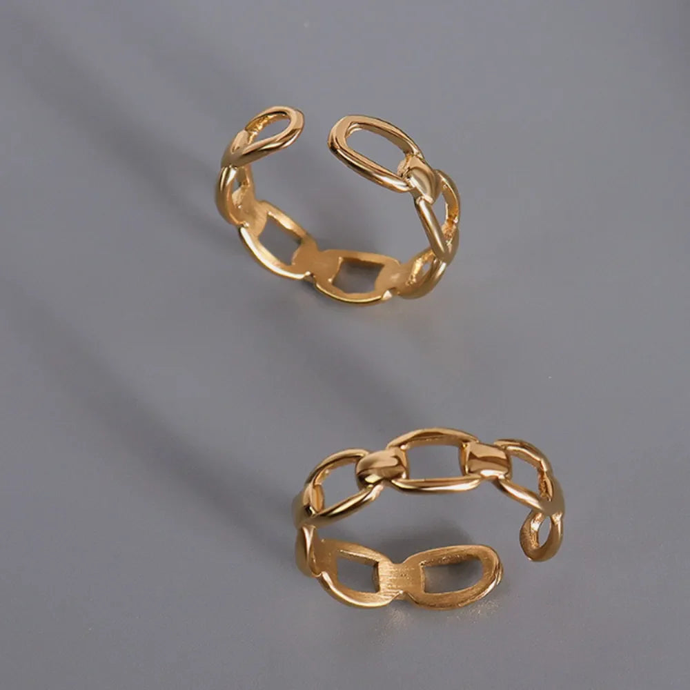 Gold chain link adjustable ring with open ends