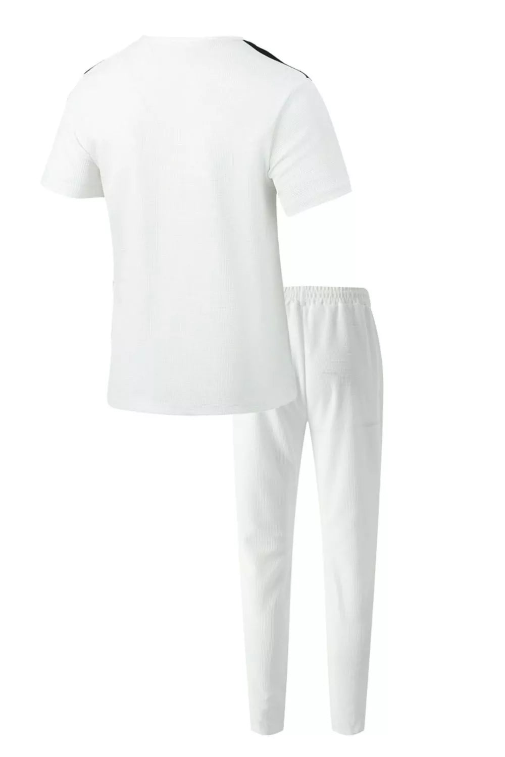 Men's Full Size Lace-up Front Top And Pants Set, editorial view