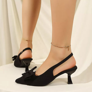 Elegant Bow Slingback Pumps in White, side view