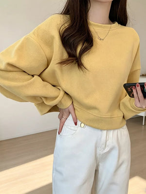 Crew Neck Drop Shoulder Sweatshirt, editorial view