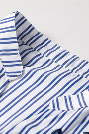Stripe Embroidered Button Front Long Sleeve Shirt, fabric detail