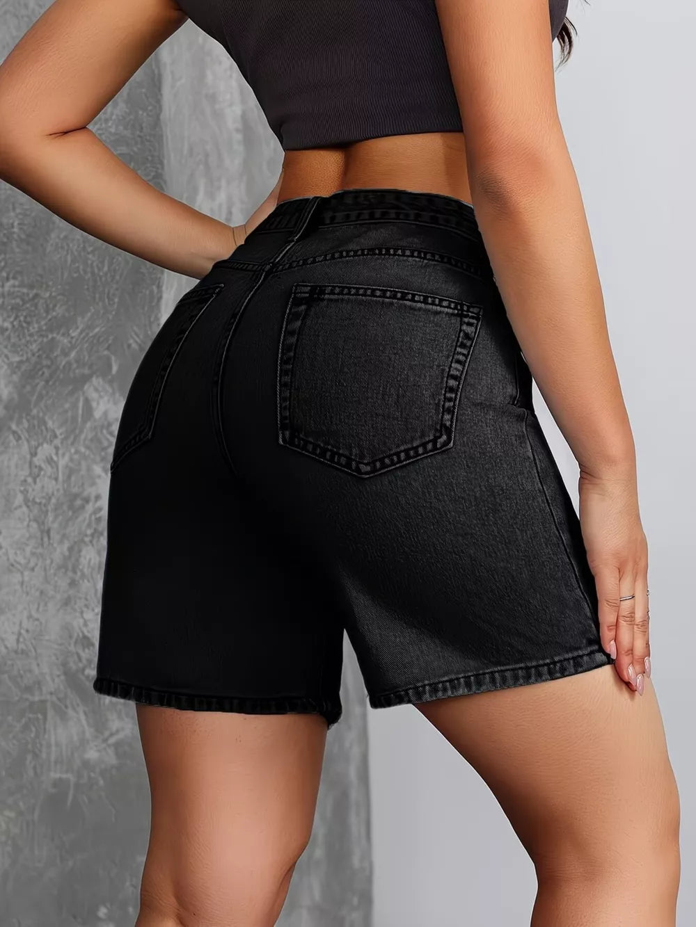 Sculpted High-waisted Denim Shorts