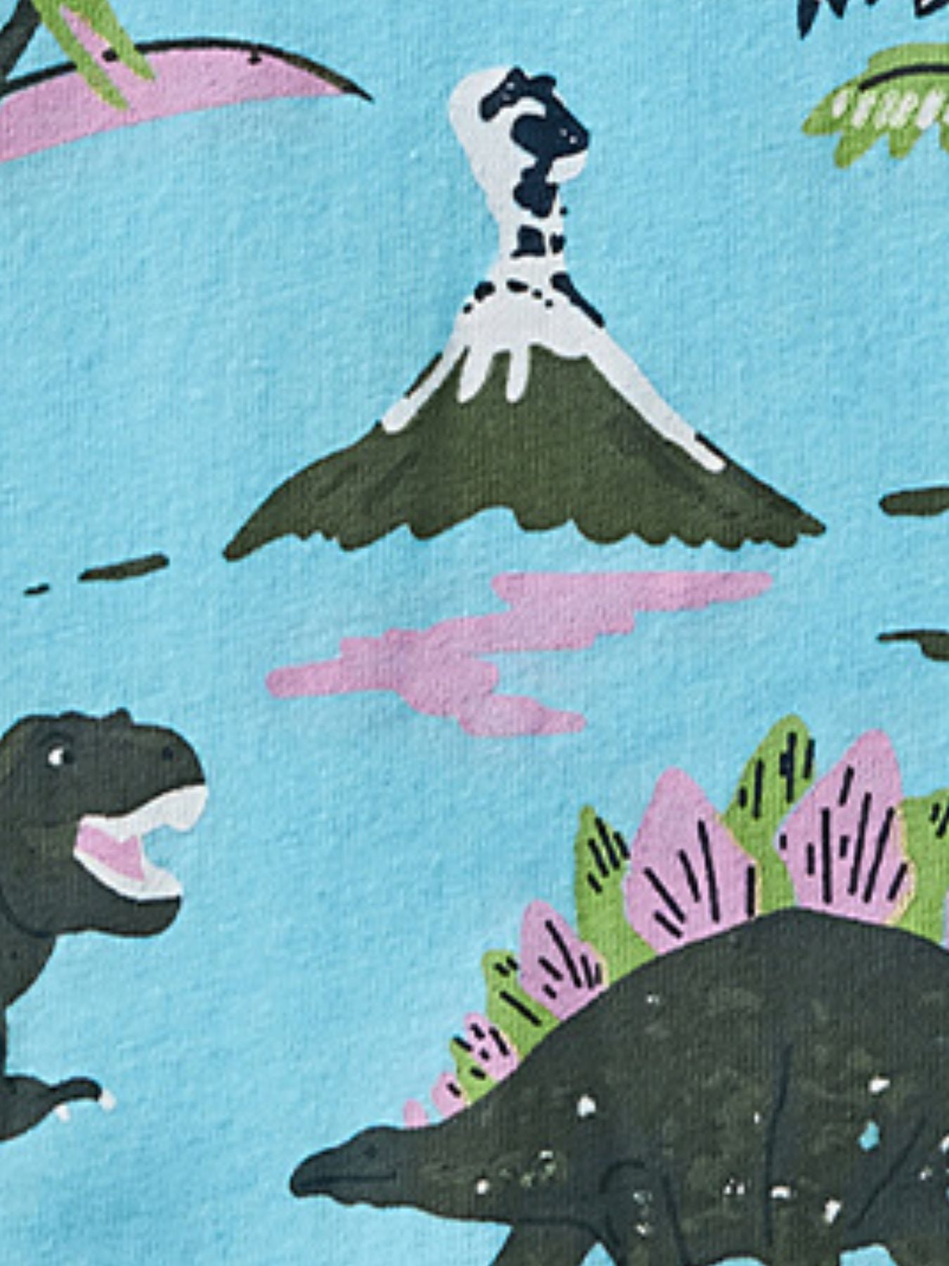 Toddler t-shirt with a blue sky and dinosaur adventure print.