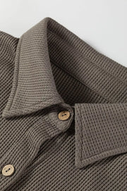 Casual Button-down Dress With Pockets in Dark Gray, editorial view