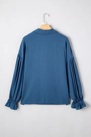 Ruffled Sleeve Buttoned Blouse