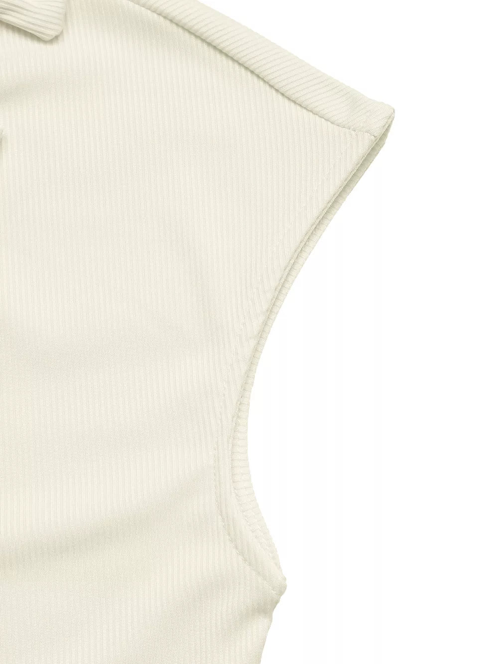 Cream ribbed knit V-neck t-shirt with bow detail