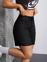 Sculpted High-waisted Denim Shorts