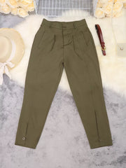High-waisted Pleated Pants in Brown, alternate angle