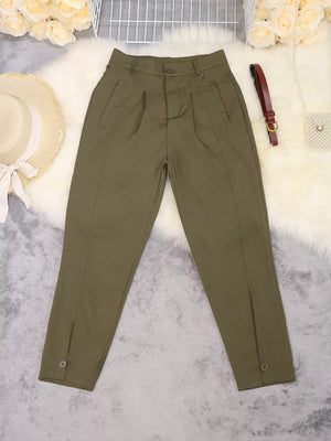 High-waisted Pleated Pants in Brown, alternate angle