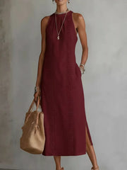 Sleeveless Lace Trim Midi Dress Plus Size, fit detail