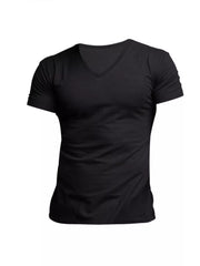 Men's Full Size V-neck Slim Fit Casual T-shirt in Light Gray, model styling view