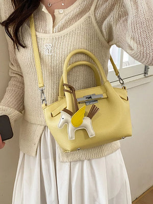 Top Handle Mini Crossbody Bag in Yellow, fit detail