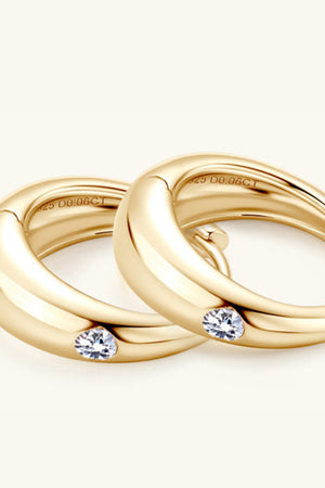 Gold hoop earrings with crystal accents, 925 sterling silver