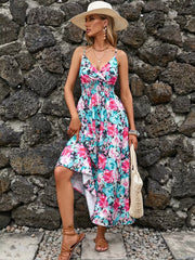 Vibrant Paisley Midi Dress With Spaghetti Straps